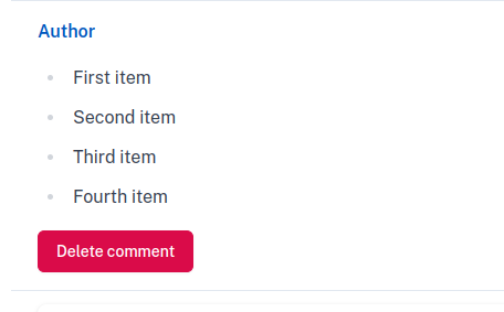 Rendered unordered list tag